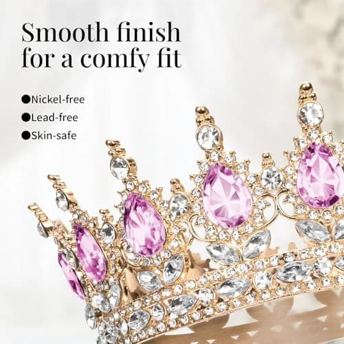 Onedor Queen Crown Tiara for Women, 4.9 inch Diameter | Sparkling Rhinestone Birthday Crown thumbnail 3