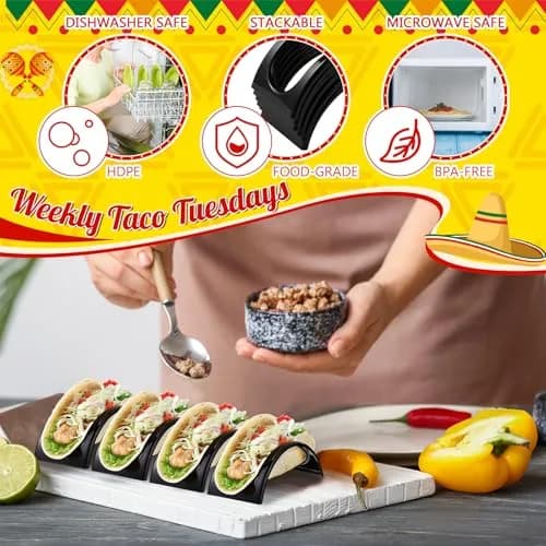 Baderke Black 48 pcs ITEM_STAND | Space-Saving Taco & Sandwich Holder (70-120 chars) thumbnail 3