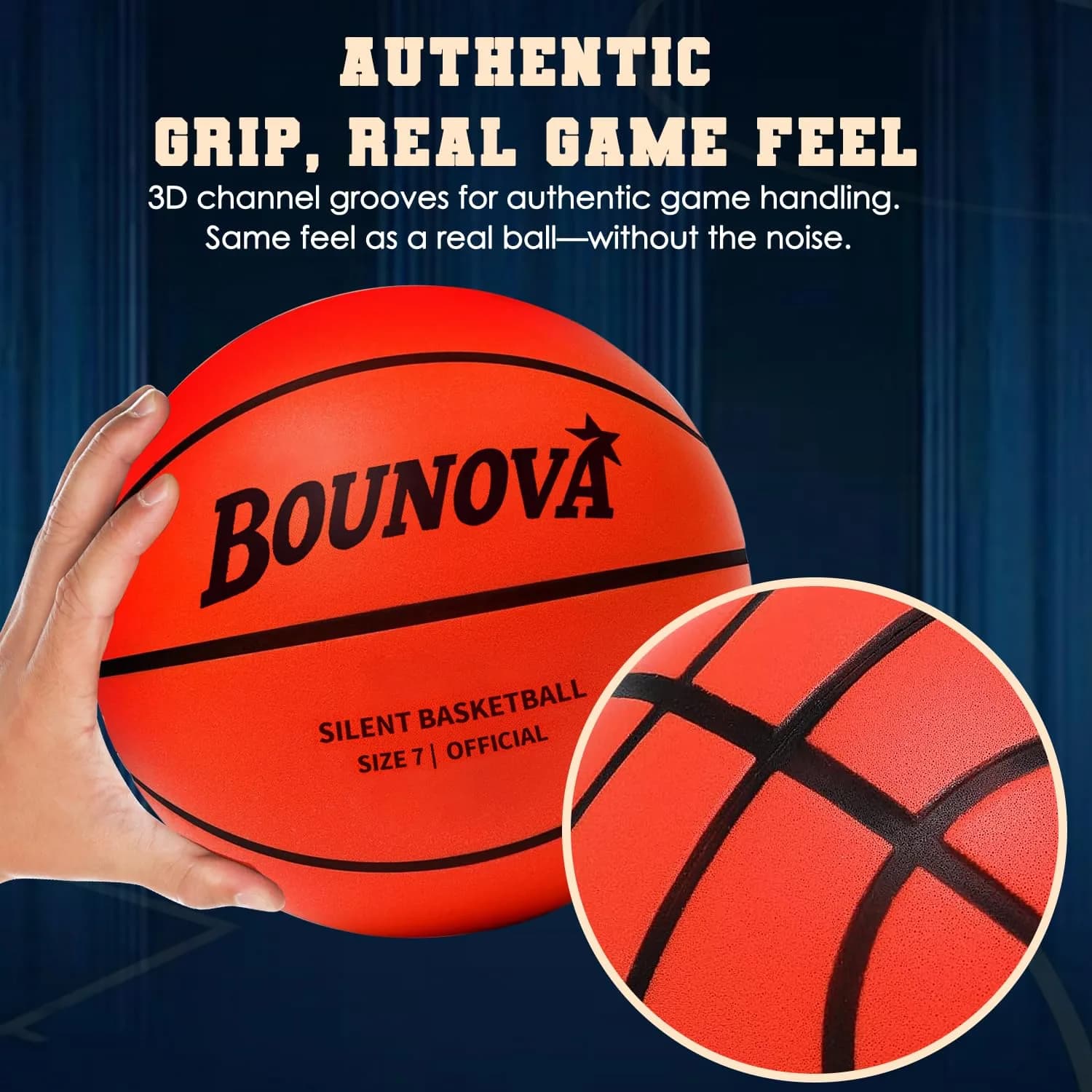 BOUNOVA Silent Basketball Size 7 (29.5") | Official Feel, Indoor Practice Ball - view 6