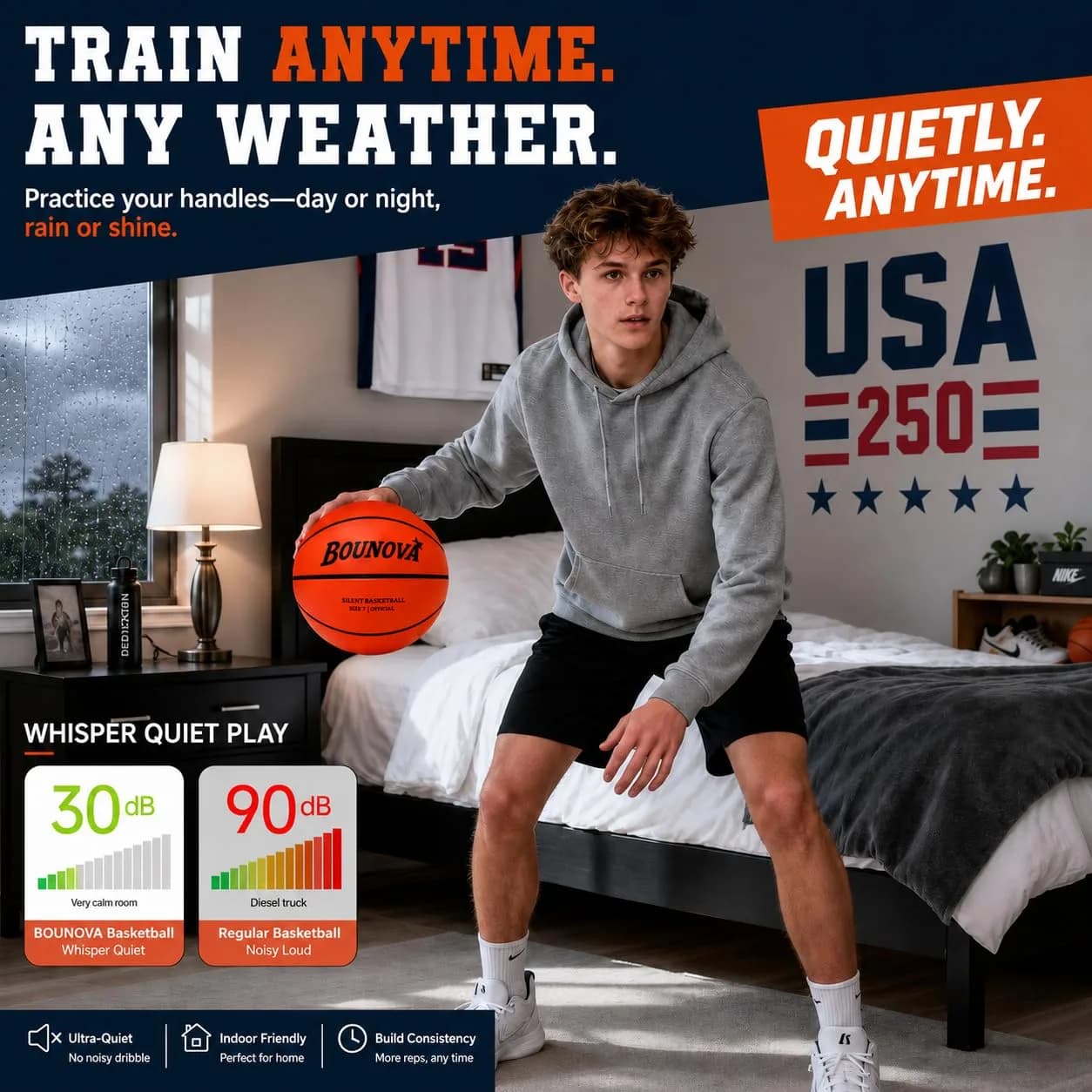 BOUNOVA Silent Basketball Size 7 (29.5") | Official Feel, Indoor Practice Ball - view 2