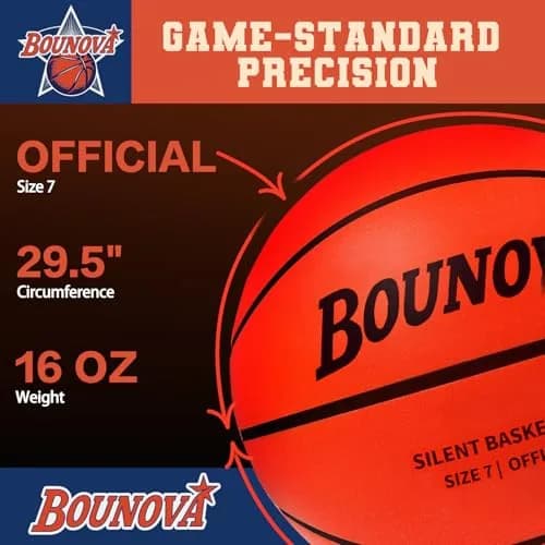 BOUNOVA Silent Basketball Size 7 (29.5") | Official Feel, Indoor Practice Ball thumbnail 3