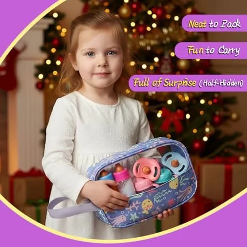 CARANOVO Baby Doll Accessories Set, 6 Pcs Feeding & Caring Kit | Realistic Role Play for 3+ Kids thumbnail 8