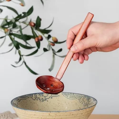 Auswalar Japanese Soup Spoons Wooden Ramen Spoons with Long Handle, 21cm (8.27 in) - Set of 4 thumbnail 6