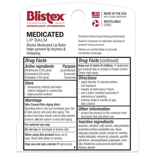 Blistex Medicated Lip Balm SPF 15, 0.15 oz Tubes | 24 Hr Moisture, Pack of 12 thumbnail 5