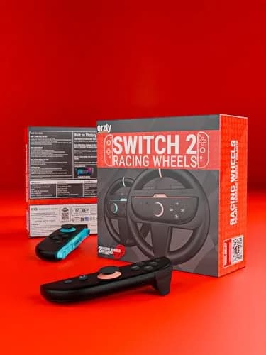 Orzly Steering Wheels – Compatible with Switch 2 (2025 Console) – Twin Pack Racing Wheel Accessories for Joy-Con Controllers and MarioKart Games (2 Black Wheels) Gift Boxed thumbnail 3
