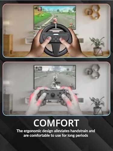 Orzly Steering Wheels – Compatible with Switch 2 (2025 Console) – Twin Pack Racing Wheel Accessories for Joy-Con Controllers and MarioKart Games (2 Black Wheels) Gift Boxed thumbnail 4