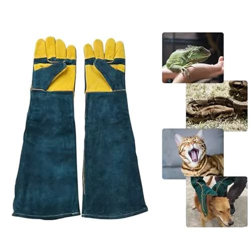 PeSandy 60 cm Animal Handling Gloves - Bite & Scratch Resistant Cowhide with Cotton Lining thumbnail 1