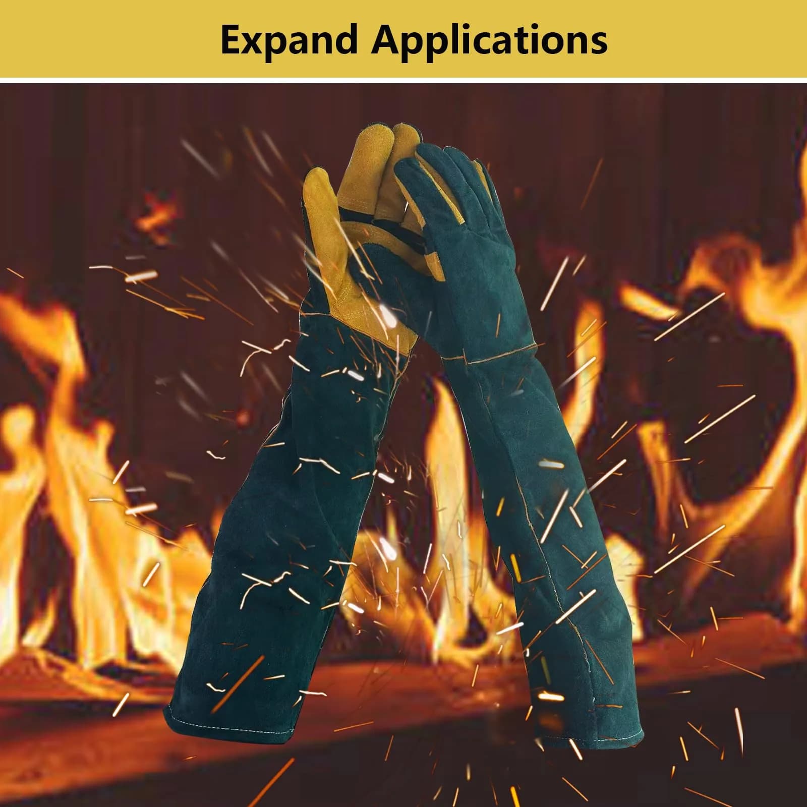 PeSandy Animal Handling Gloves 60 cm (23.6 in) | Bite & Scratch Resistant Cowhide with Cotton Lining - view 8
