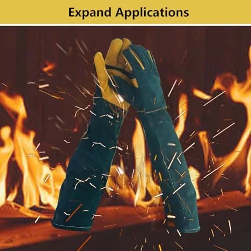 PeSandy 60 cm Animal Handling Gloves - Bite & Scratch Resistant Cowhide with Cotton Lining thumbnail 8