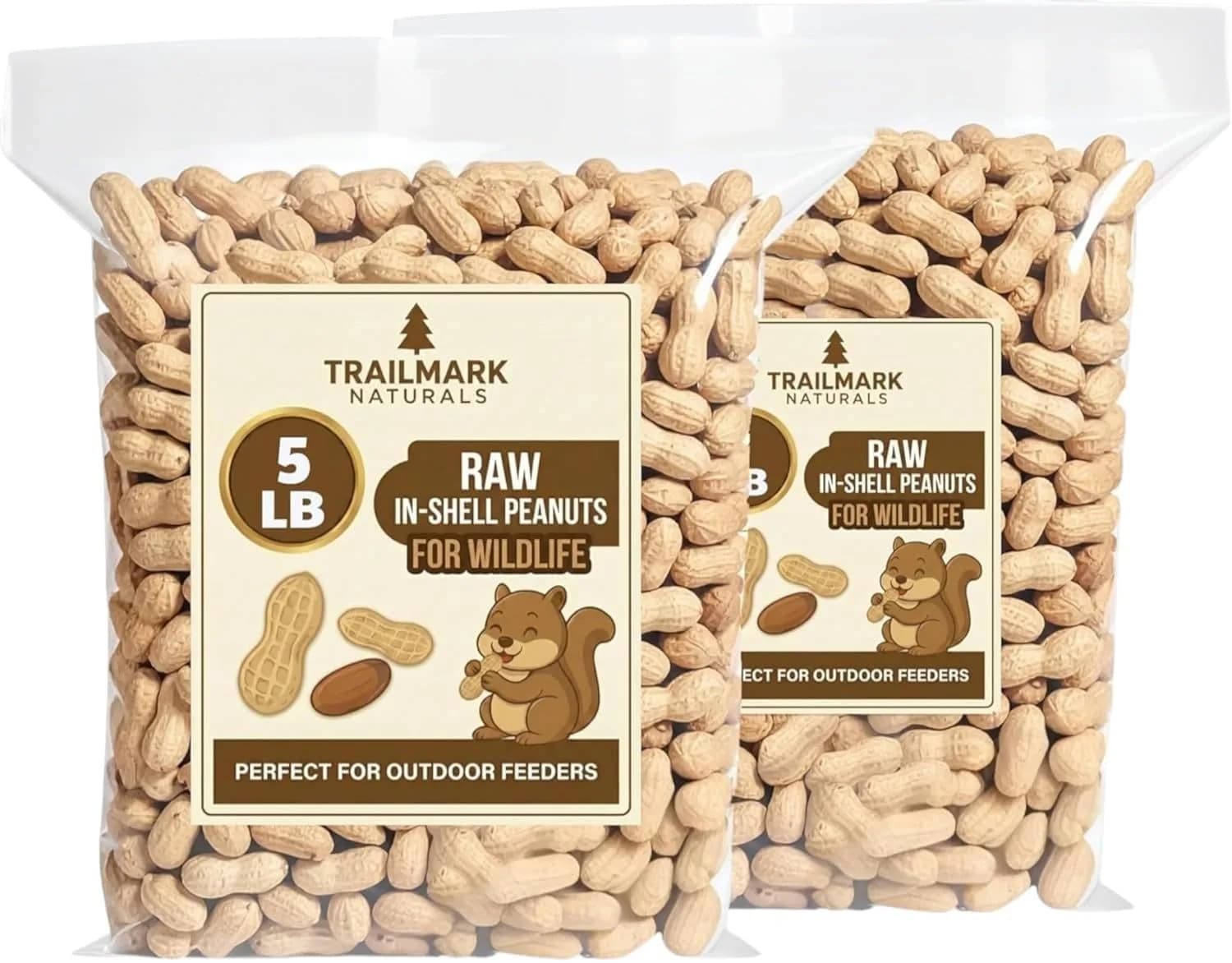 Trailmark Naturals Raw Peanuts for Squirrels & Birds | 2 Pack of 5 Lb Bags (10 Pounds) | Grown in The USA