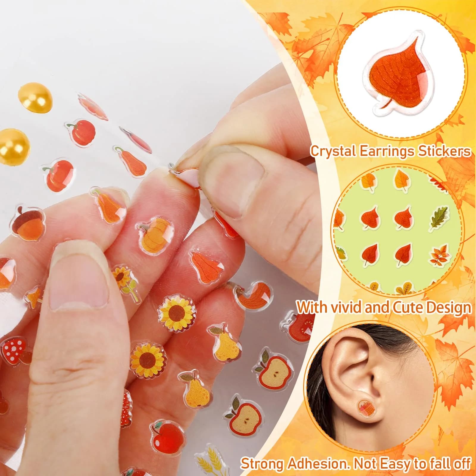 AUGSUN Christmas Stick-on Earrings 240 Pcs | Festive Designs for Parties & Gifts - view 2