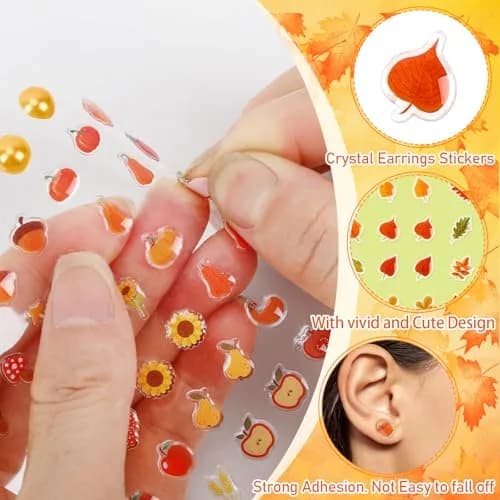 AUGSUN Christmas Stick-on Earrings 240 Pcs | Festive Designs for Parties & Gifts thumbnail 2