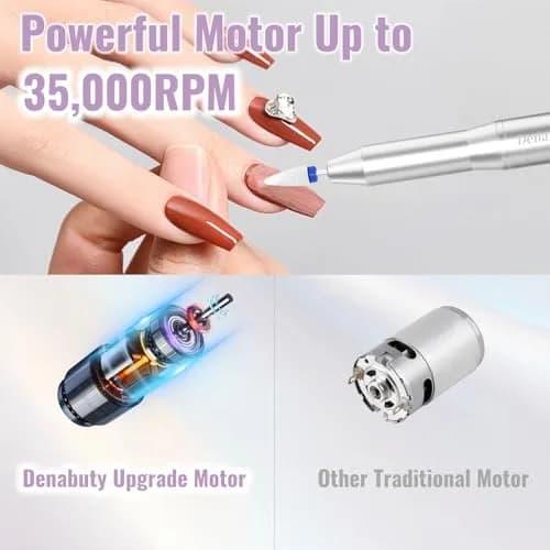Denabuty Cordless Electric Nail Drill 35000RPM | Professional Manicure & Pedicure Kit with LCD Display thumbnail 4