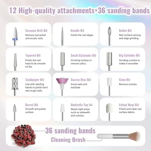 Denabuty Cordless Electric Nail Drill 35000RPM | Professional Manicure & Pedicure Kit with LCD Display thumbnail 6
