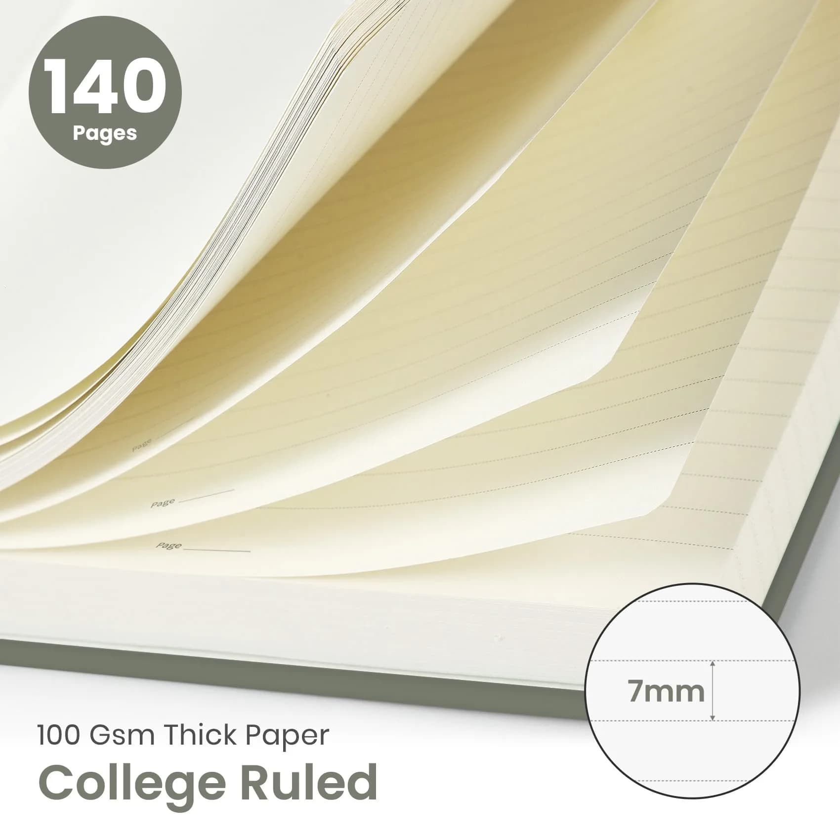 Taja Lined Spiral Journal Notebook A5 (5.7" x 7.9") | Acid-Free Paper for Smooth Ink Flow - view 2