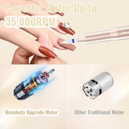 Denabuty Cordless Electric Nail Drill 35000RPM | Portable Manicure & Pedicure Kit with LCD Display thumbnail 4