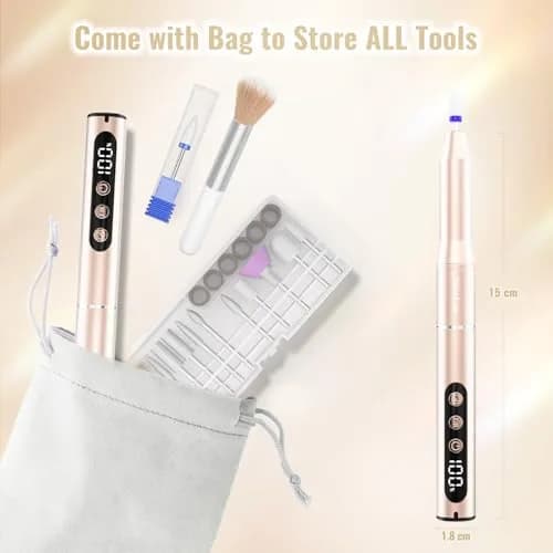 Denabuty Cordless Electric Nail Drill 35000RPM | Portable Manicure & Pedicure Kit with LCD Display thumbnail 7