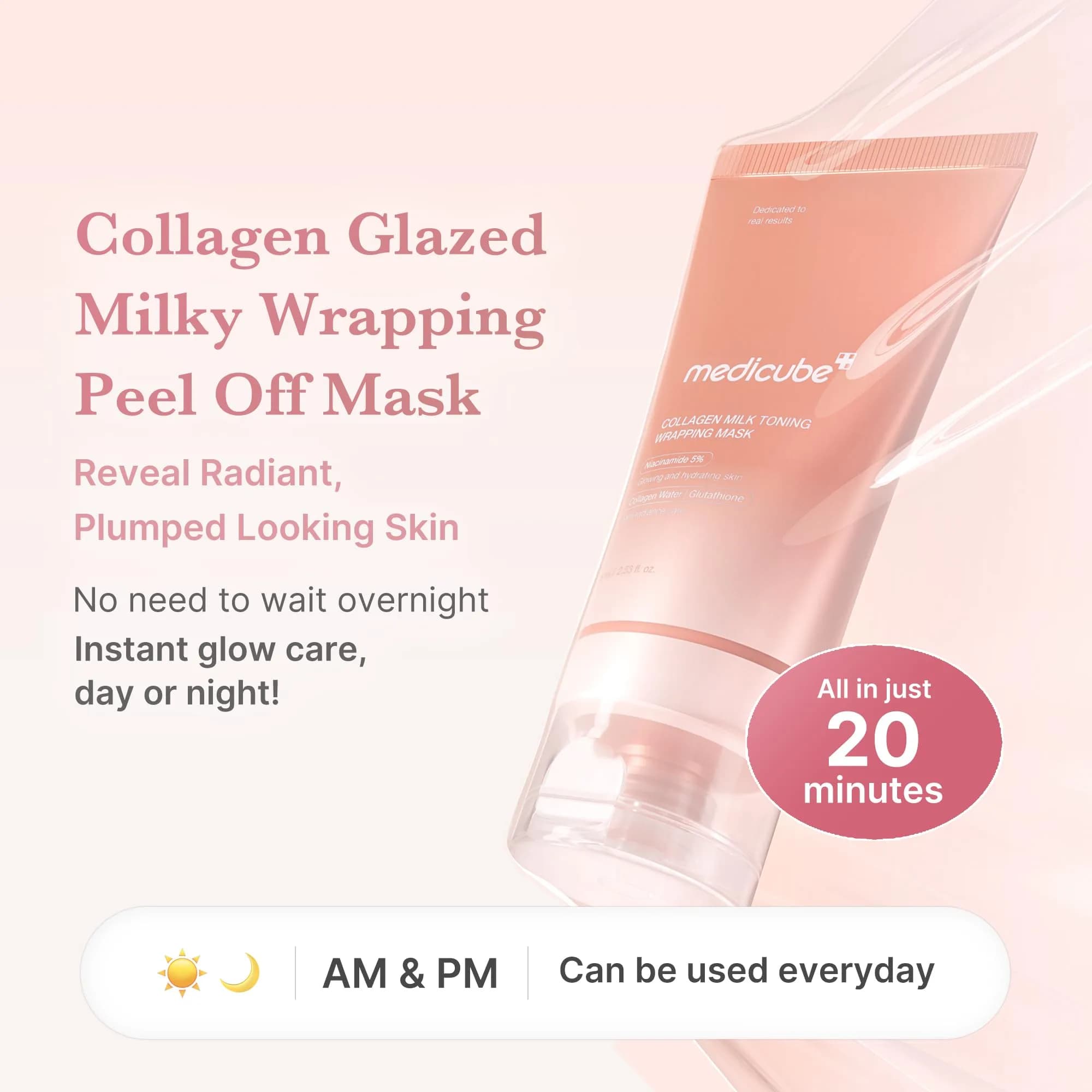 medicube Wrapping Mask Collagen Glazed Milky Glow 75ml (2.53 Fl Oz) | Triple Glow Complex for Radiant Skin - view 2
