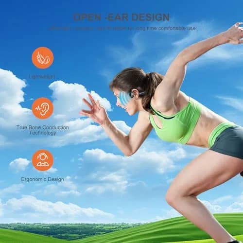 Aamft Bone Conduction Headphones - Bluetooth 6.0 Open Ear Headphones, Comfort Fit Wireless Headphones with Mic, 10hrs Playtime, IPX6 Sweatproof, Lightweight,Premium Loud Sound for Running,Sport,Travel thumbnail 2