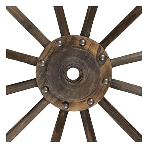 Shine Company 32" Decorative Wagon Wheel Trellis, 2-Pack, Oak | Rustic Outdoor & Indoor Wall Art thumbnail 6
