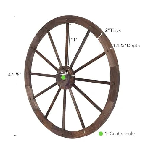 Shine Company 32" Decorative Wagon Wheel Trellis, 2-Pack, Oak | Rustic Outdoor & Indoor Wall Art thumbnail 3