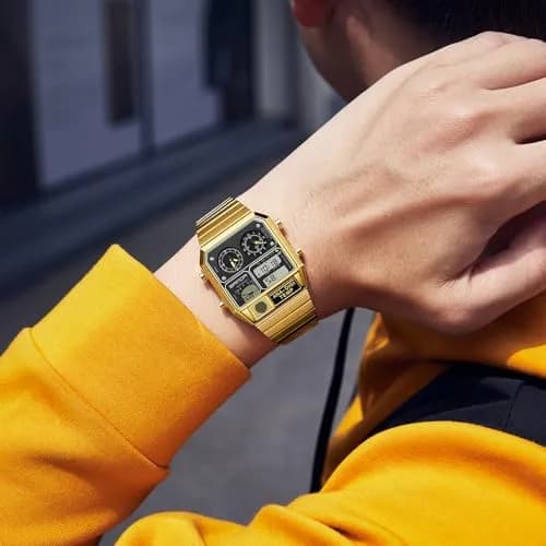 MASTOP Retro Square Digital Watch with Temperature Display 37mm | Analog-Digital Multifunction thumbnail 4