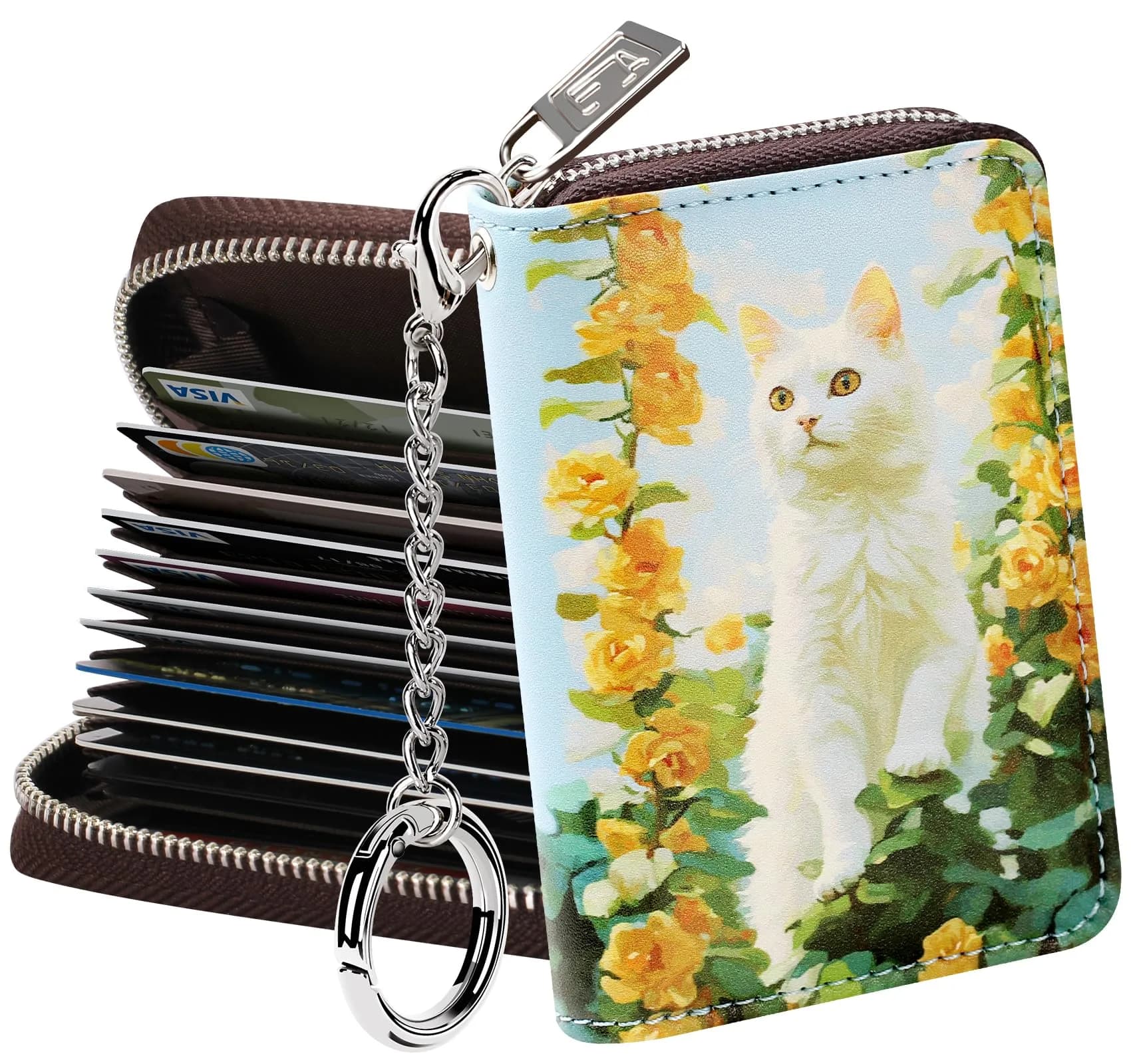 FurArt RFID Blocking Zipper Wallet for Women with Keychain | 11 cm (4.3 in) x 8 cm (3 in) x 2 cm (0.8 in) - main product image