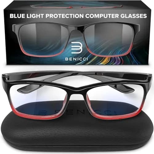 Benicci Blue Light Blocking Glasses for Men & Women, Clear Lenses, Unisex Wayfarer Style | Blocks 99% Blue Light thumbnail 1