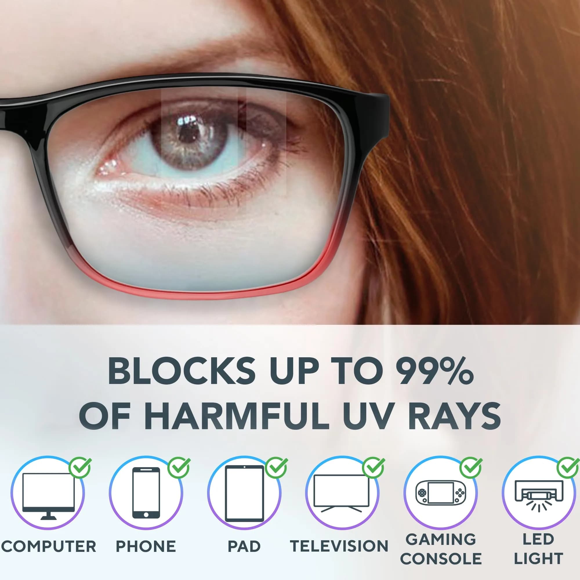 Benicci Blue Light Blocking Glasses for Men & Women, Clear Lenses, Unisex Wayfarer Style | Blocks 99% Blue Light - view 2