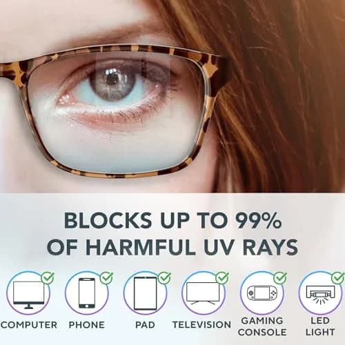 Benicci Blue Light Blocking Glasses for Men & Women | Classic Havana Style, TR90 Frame, 135mm Frame Width thumbnail 2