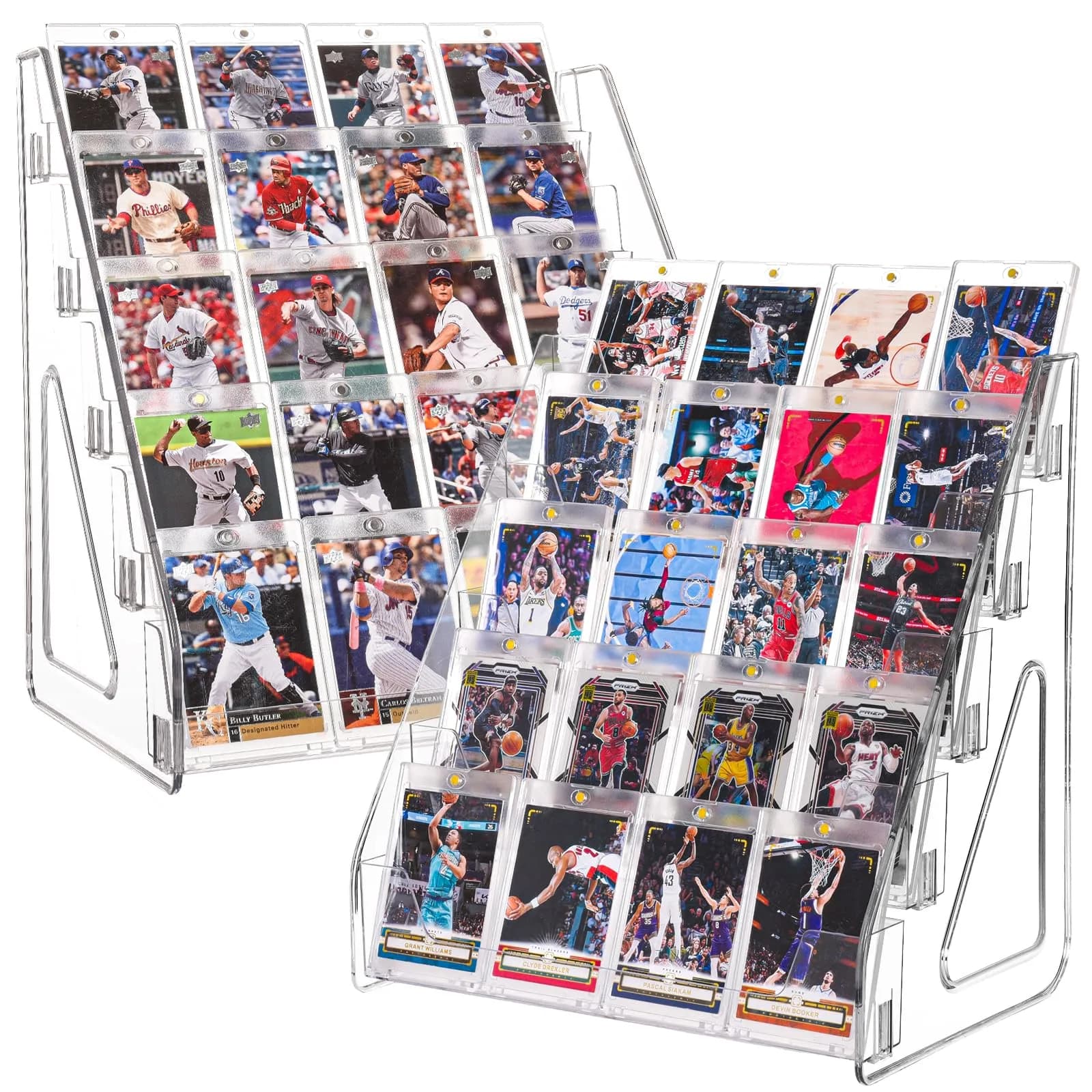 CELSOL Clear Acrylic 5 Tier Card Display Stand 2 Pack | Holds 100 Cards Total (50 per stand)