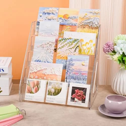 CELSOL Clear Acrylic 5 Tier Card Display Stand 2 Pack | Holds 100 Cards Total (50 per stand) thumbnail 4