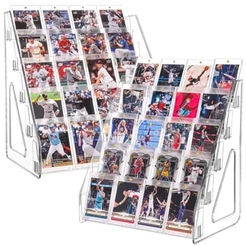 CELSOL Clear Acrylic 5 Tier Card Display Stand 2 Pack | Holds 100 Cards Total (50 per stand) thumbnail 1