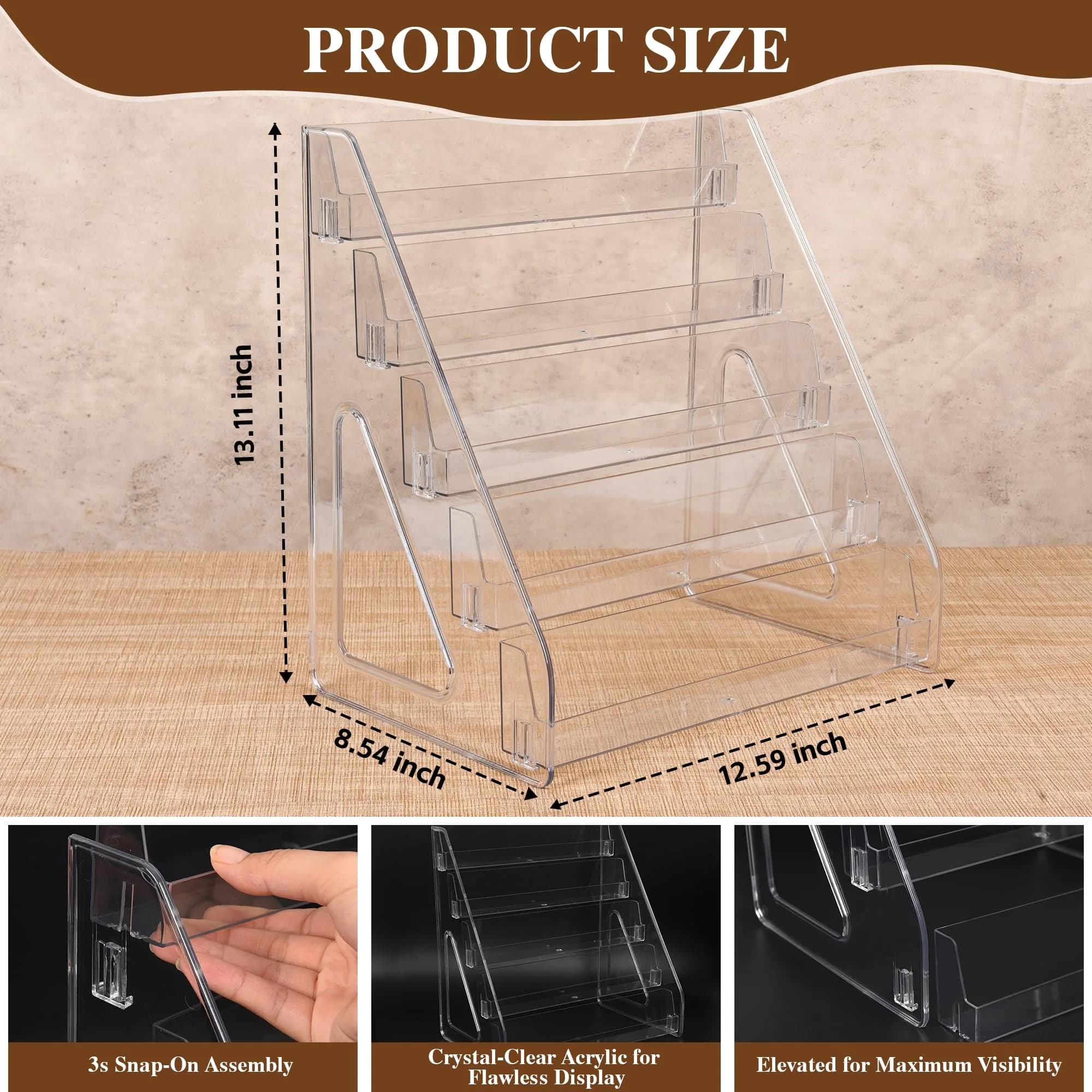 CELSOL Clear Acrylic 5 Tier Card Display Stand 2 Pack | Holds 100 Cards Total (50 per stand) - view 2