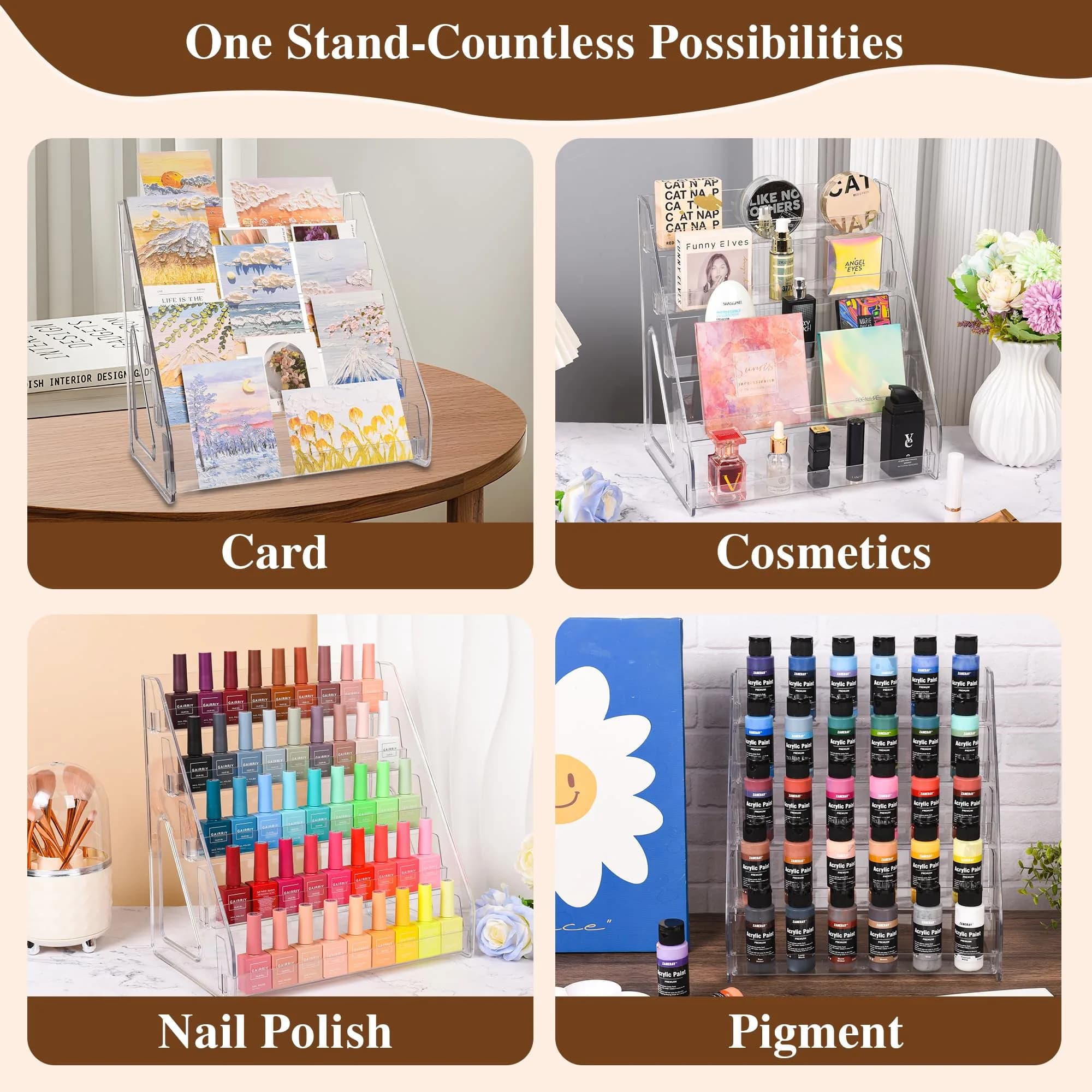 CELSOL Elevated 5 Tier Clear Acrylic Card Display Stand | 35.2 cm (13.1 in) Height, 23.8 cm (12.6 in) Width - view 7