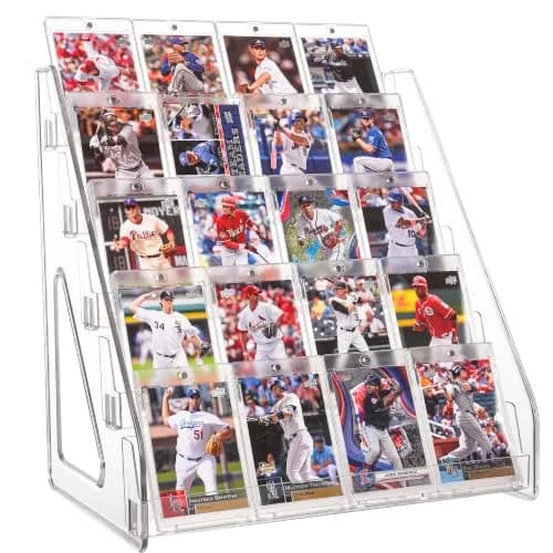 CELSOL Elevated 5 Tier Clear Acrylic Card Display Stand | 35.2 cm (13.1 in) Height, 23.8 cm (12.6 in) Width thumbnail 1