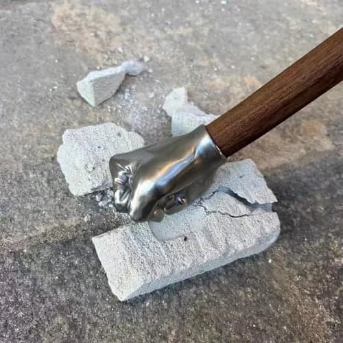 WOZWOZ Fist Hammer Tool 2 Lbs Stainless Steel & Wood | Heavy Duty Impact Tool thumbnail 2
