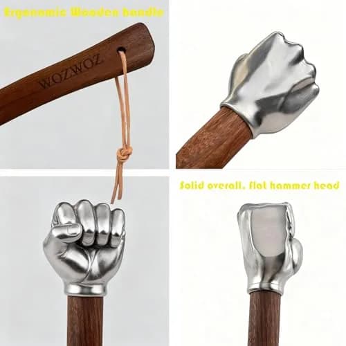 WOZWOZ Fist Hammer Tool 2 Lbs Stainless Steel & Wood | Heavy Duty Impact Tool thumbnail 4