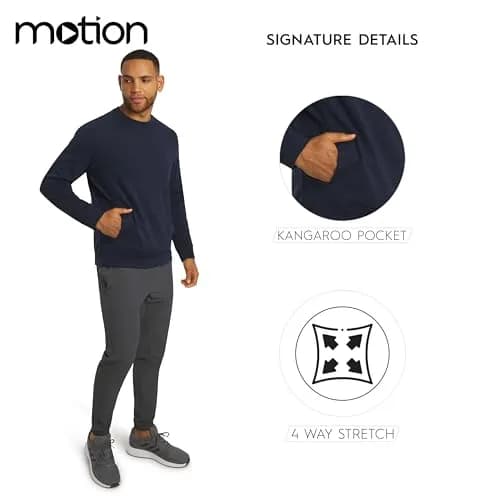 Motion Men's Regular Fit Heavyweight Bonded Fleece Sweatshirt, Navy, Medium | Durable Warmth & Versatility thumbnail 5