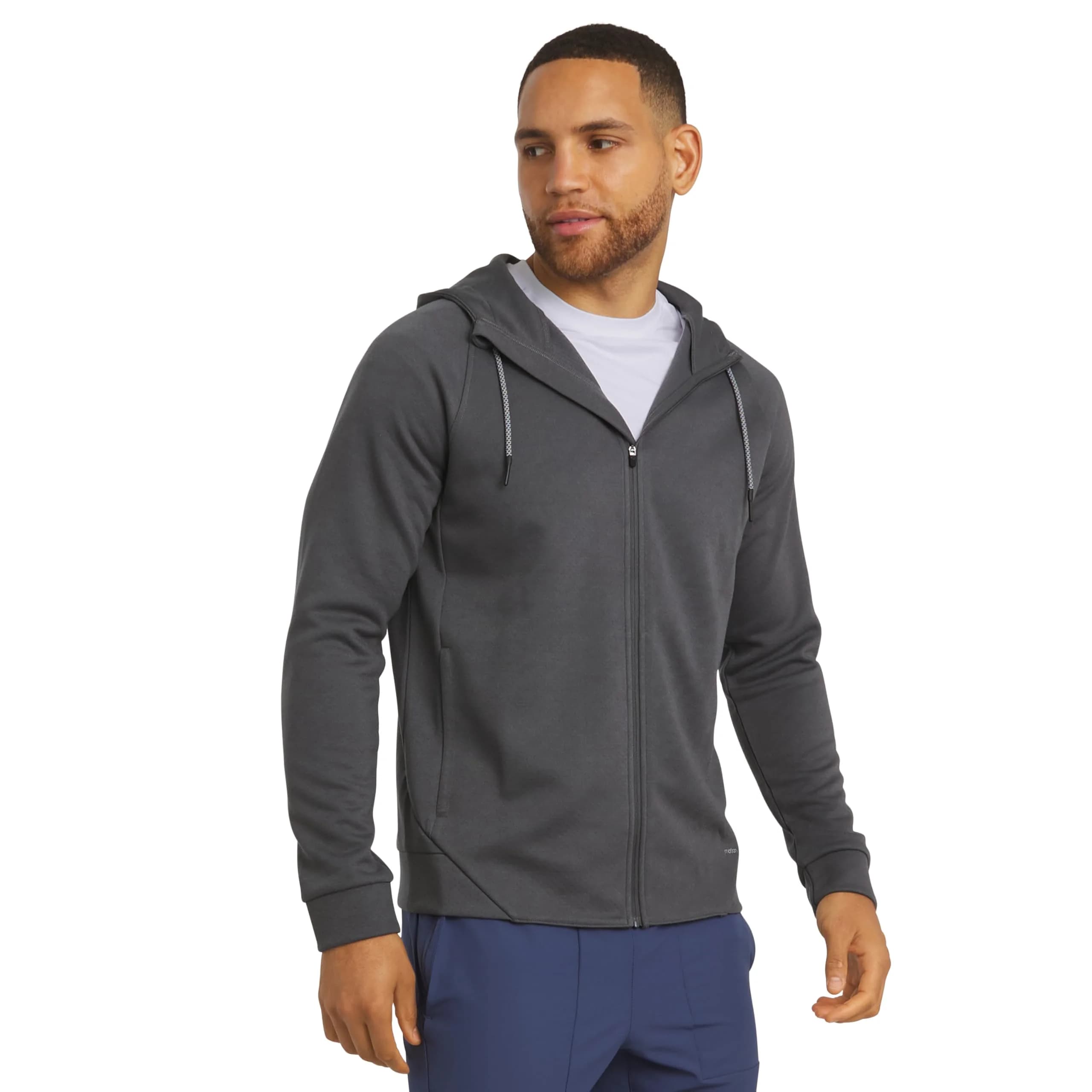 Motion Men's Regular Fit Active Heavyweight Jacquard Mesh Full Zip Hoodie, Charcoal, Medium | Performance & Style — X-Large