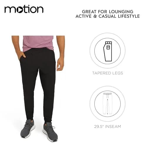 Motion Men's Regular Fit Active Performance Midweight Woven Jogger Pants, Black Onyx, X-Large | Breathable, Durable & Comfortable thumbnail 6