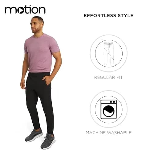Motion Men's Regular Fit Active Performance Midweight Woven Jogger Pants, Black Onyx, Large | Versatile & Durable Activewear thumbnail 5