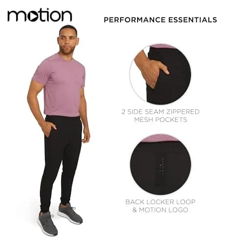 Motion Men's Regular Fit Active Performance Midweight Woven Jogger Pants, Black Onyx, Large | Versatile & Durable Activewear thumbnail 3