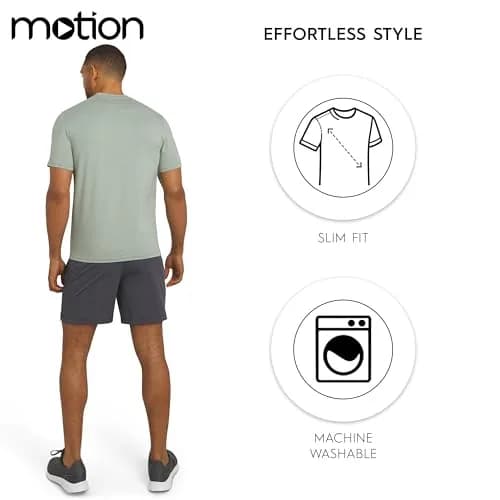 Motion Men's Slim Fit Tee Active Performance Super Soft Stretchable T-Shirt, Dusty Palm, Large thumbnail 7