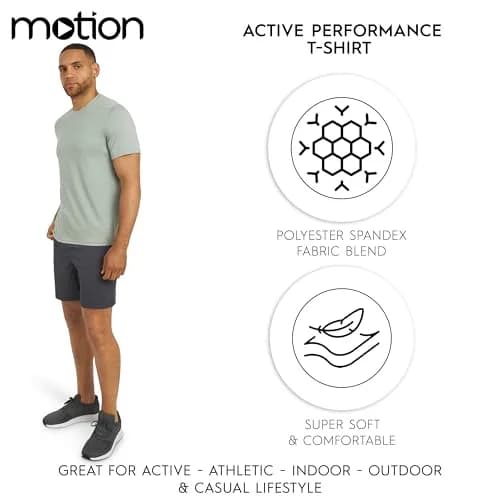 Motion Men's Slim Fit Tee Active Performance Super Soft Stretchable T-Shirt, Dusty Palm, Large thumbnail 3
