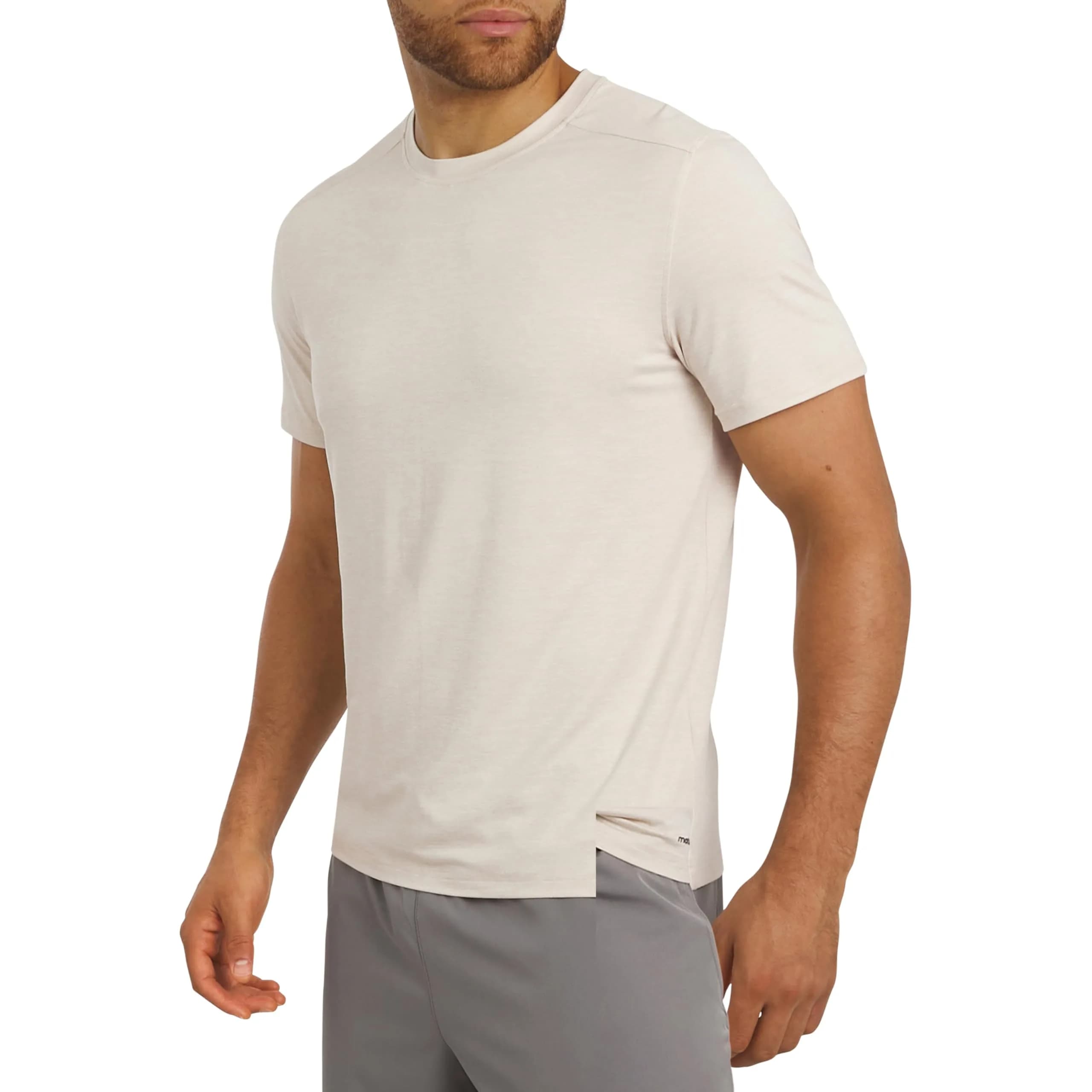 Motion Men's Slim Fit Tee Active Performance Super Soft Stretchable T-Shirt, Bone, Large | Lightweight, breathable, support for active men — Bone