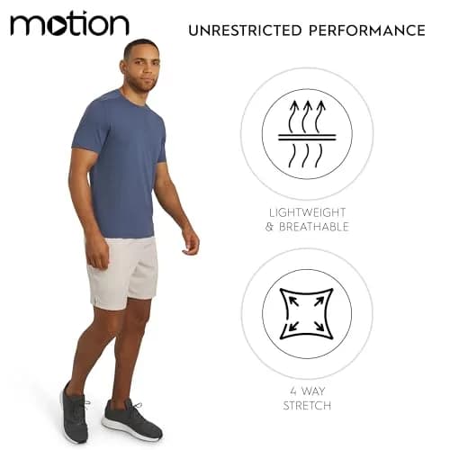 Motion Men's Slim Fit Tee Active Performance Super Soft Stretchable T-Shirt, Vintage Indigo, Large | Lightweight, Breathable & Flex Support thumbnail 3