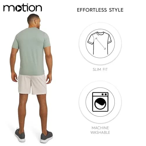 Motion Men's Slim Fit Tee Active Performance and Everyday Super Soft Stretchable T-Shirt, Dusty Palm, Medium thumbnail 6