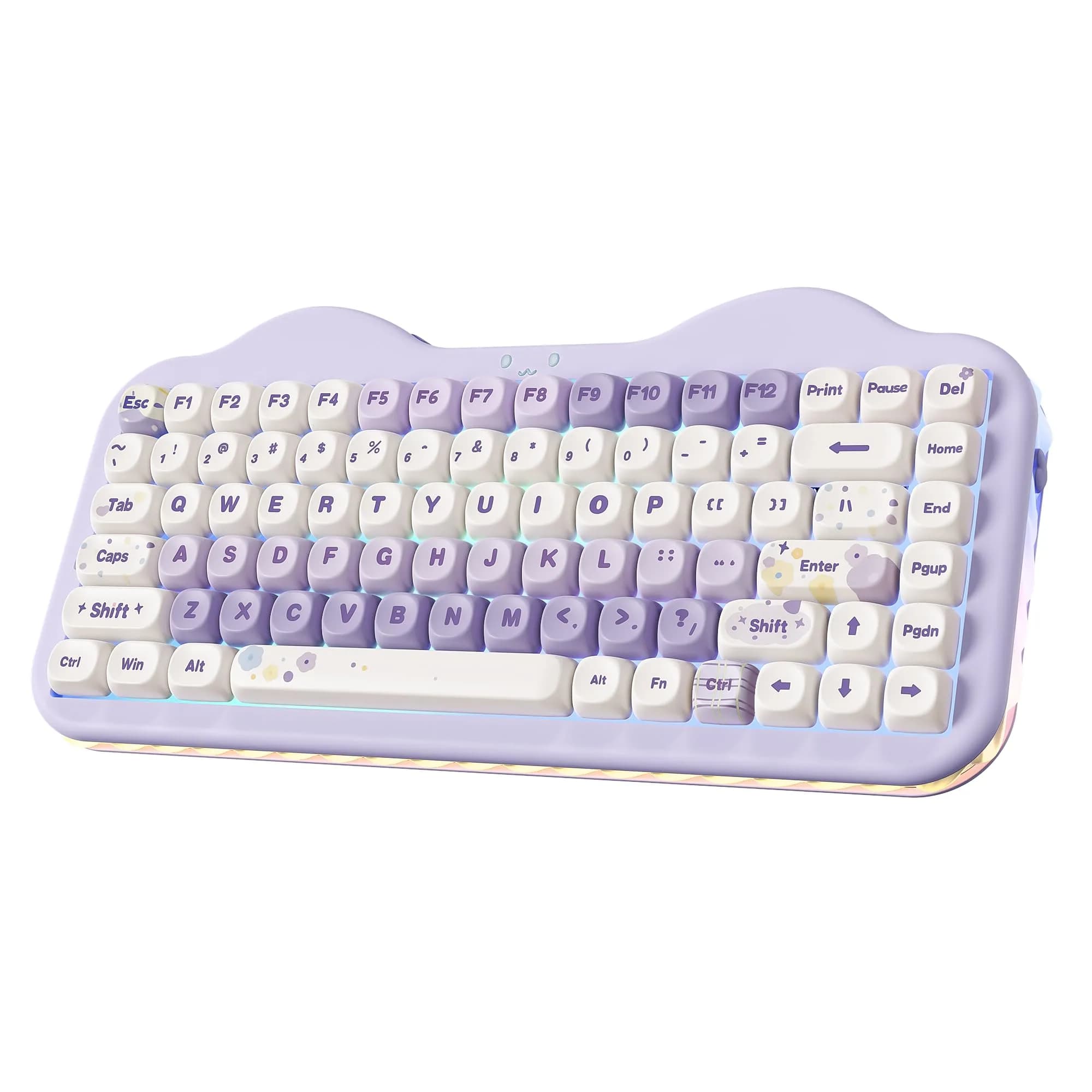 YUNZII C75 Cute 75% Wireless Mechanical Keyboard Purple Milk V2 Switch | 84-Key Compact Layout with RGB Backlighting — Purple