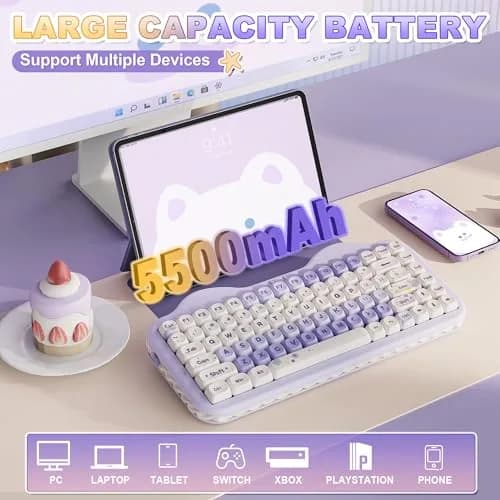 YUNZII C75 Cute 75% Wireless Mechanical Keyboard Purple Candy Switch | Hot-Swappable, Tri-Mode Connectivity, 5500mAh Battery thumbnail 6